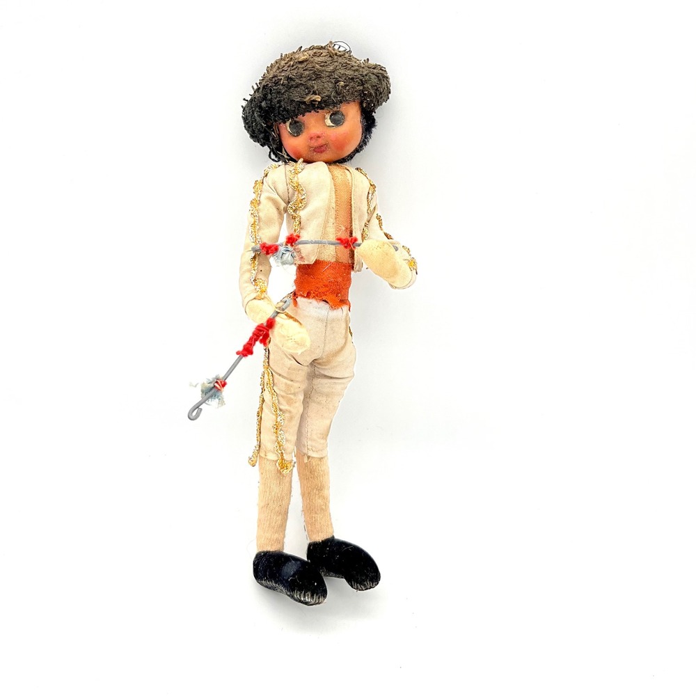 Vintage Folk Art Matador Doll Souvenir Bullfighter Costume‎ Outfit 9 inch